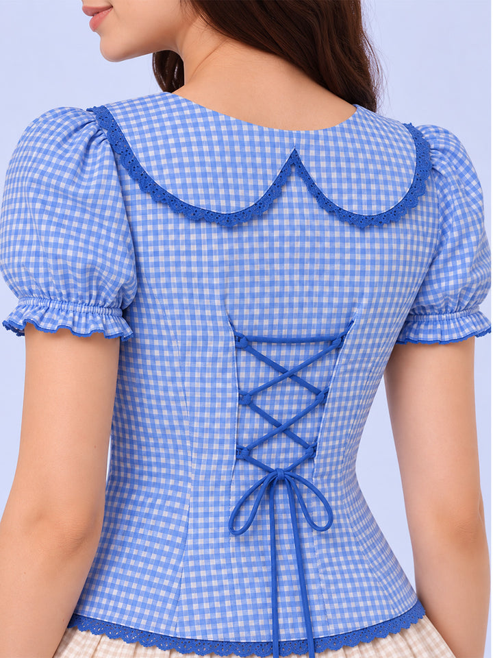SKY GINGHAM  TOP