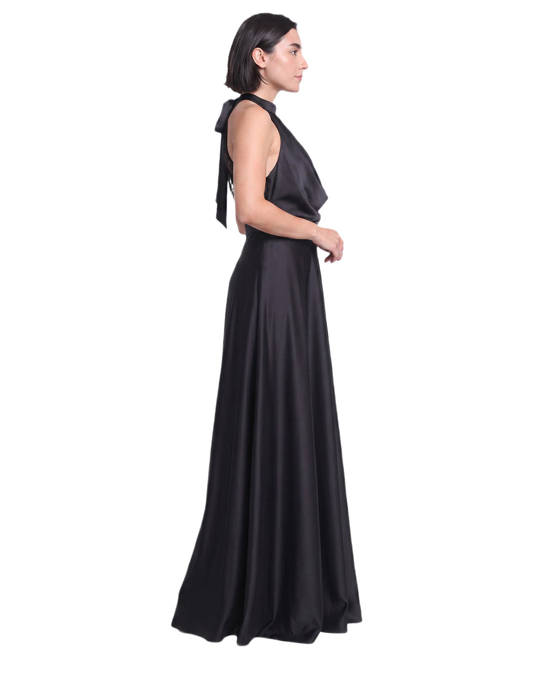 SAMAIRA, Tailored Fit Satin Western Wear Dress (Black)