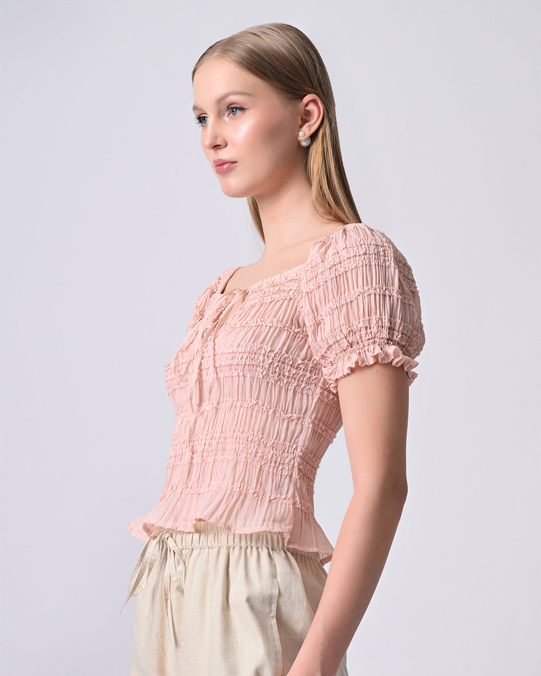 Fifi Smocked Georgette Top (Pink)