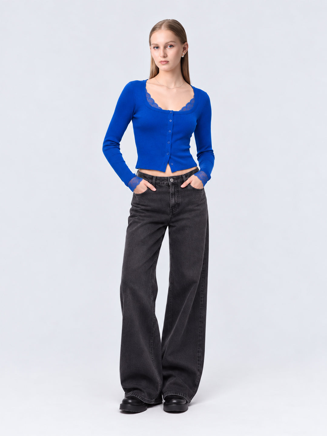 FLOE LACE TRIM TOP (BLUE)