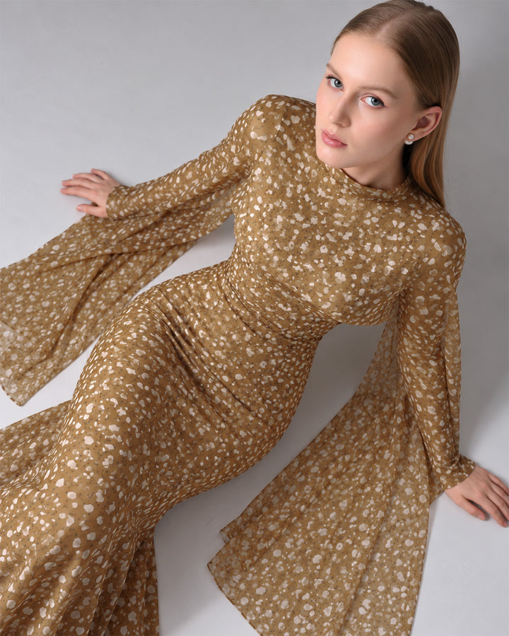 FAWN HAZELNUT PRINT BODYCON DRESS