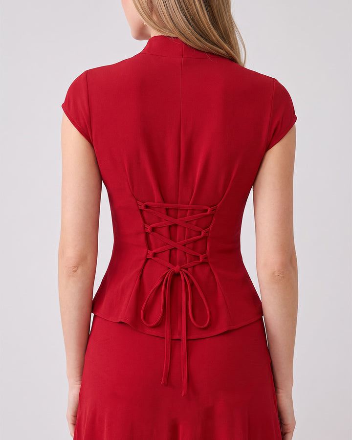 KATHERINE Red Asymmetrical Co-ord Set