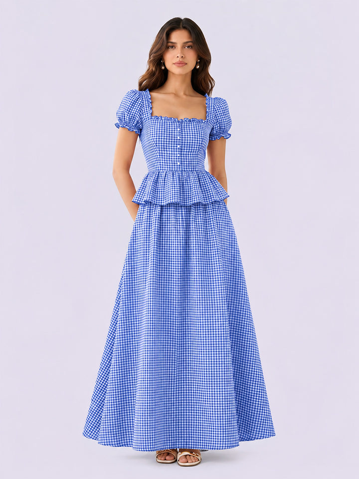 LUNABELLE Gingham Co-ord Set – Blue