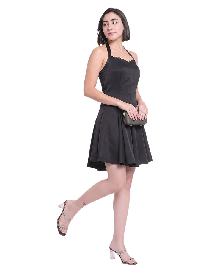 GIGI, Flare Fit Western Wear Dress (Black)