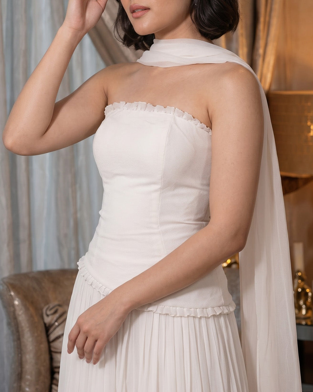 Mae Indo-Western Skirt Set (White)