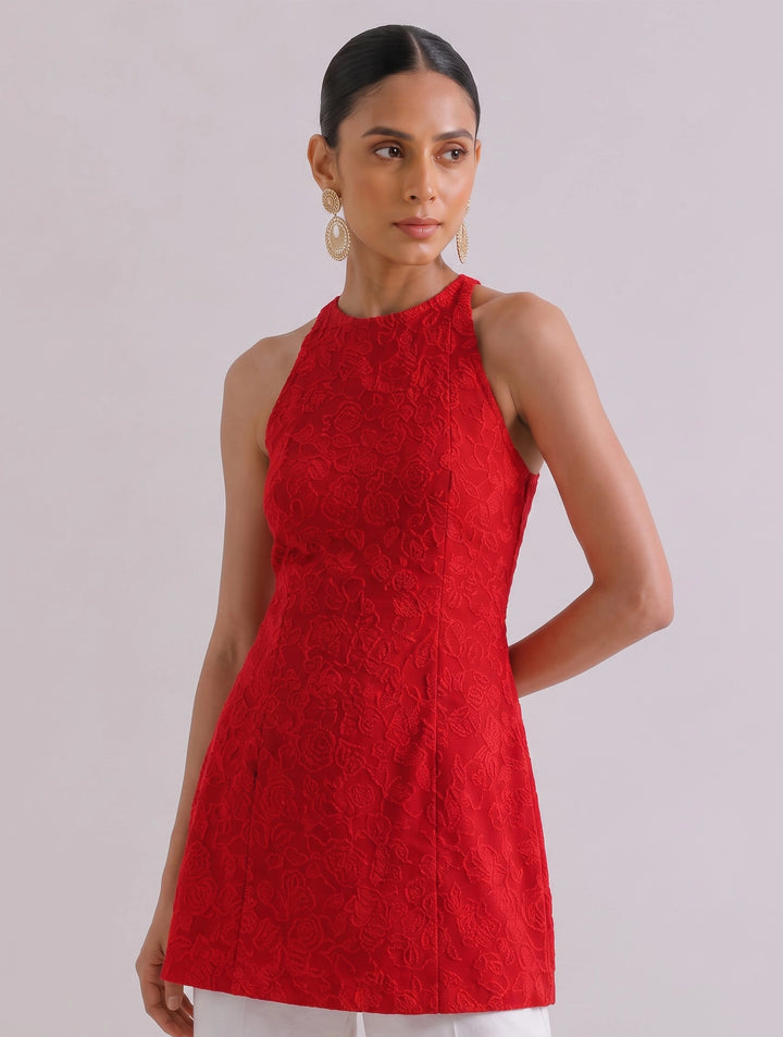 Anahi Red Chikankari Kurti