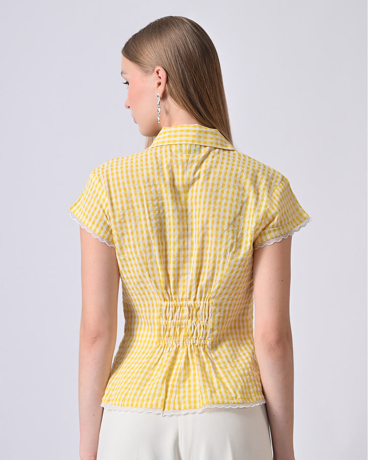 LACY GINGHAM CHECK SHIRT (Yellow)