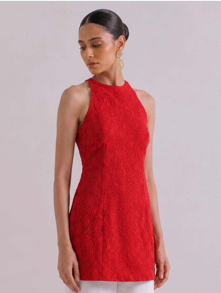 Anahi Red Chikankari Kurti