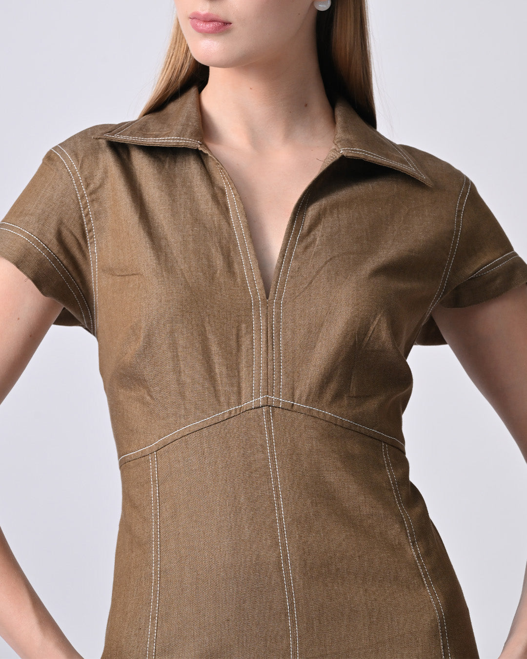 IZEL COTTON MINI DRESS (Olive)