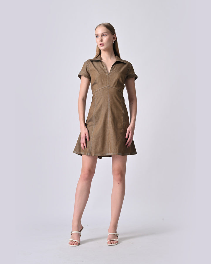 IZEL COTTON MINI DRESS (Olive)