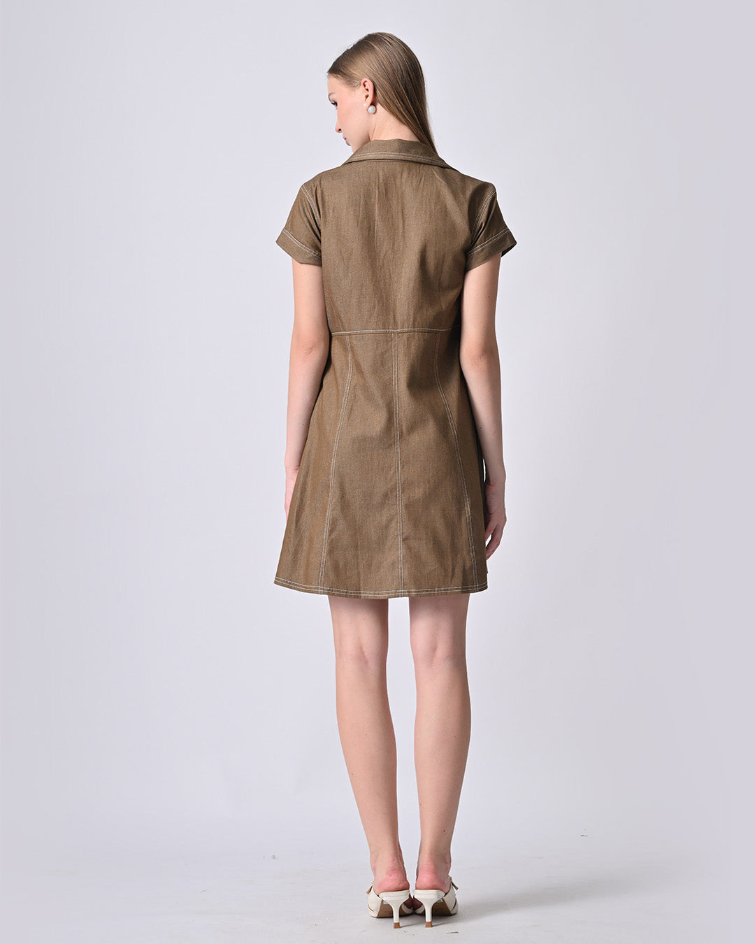 IZEL COTTON MINI DRESS (Olive)