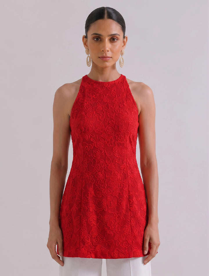 Anahi Red Chikankari Kurti
