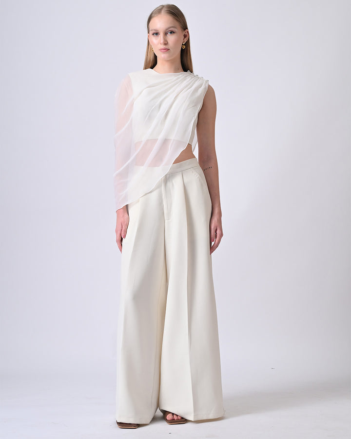 AMALYA DRAPED TOP (IVORY)