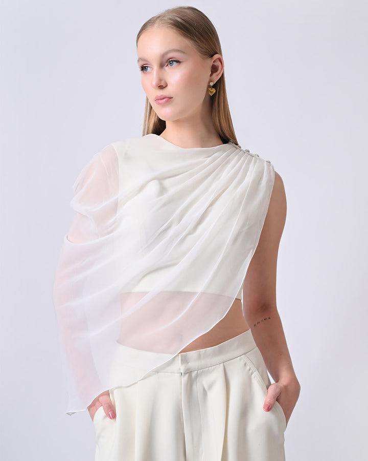 AMALYA DRAPED TOP (IVORY)