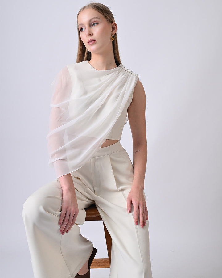 AMALYA DRAPED TOP (IVORY)