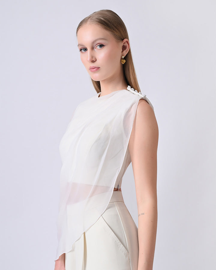 AMALYA DRAPED TOP (IVORY)