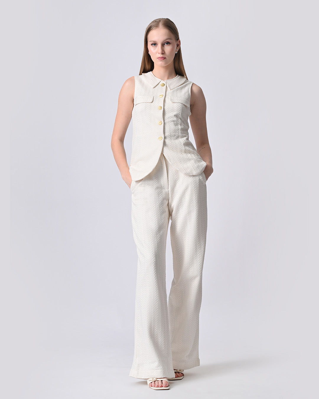 SHAY JACQUARD CO-ORD SET (Off White)