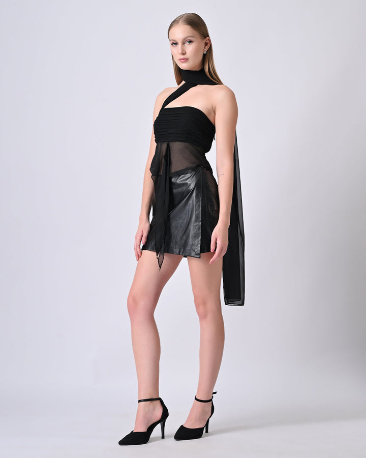 ZARAH Off-Shoulder Drape Top (Black)