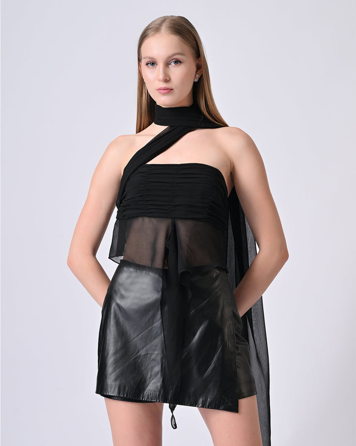 ZARAH Off-Shoulder Drape Top (Black)