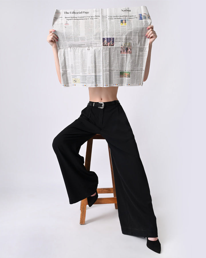 LILITH HIGH WAIST WIDE LEG TROUSER (Black)