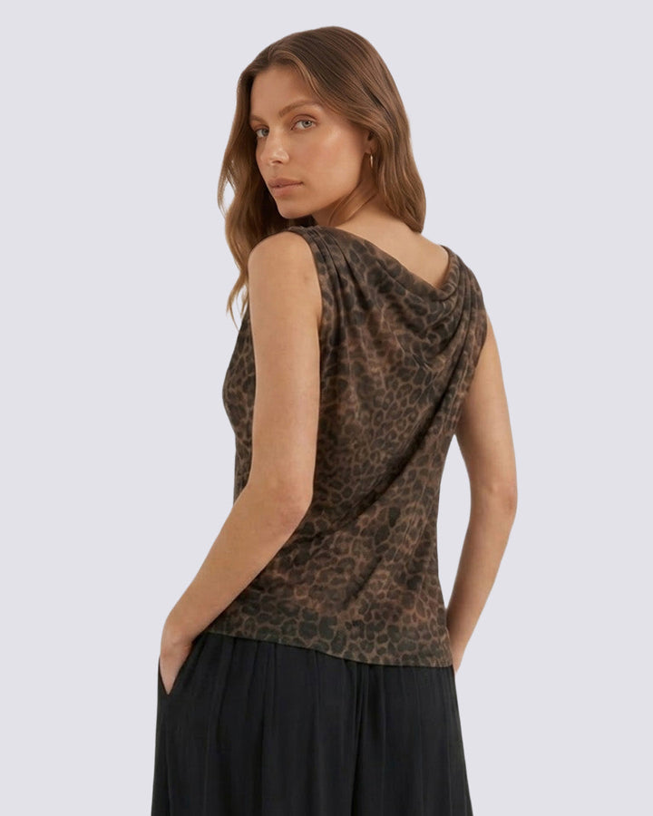 DELILAH Leopard Print Mesh Top
