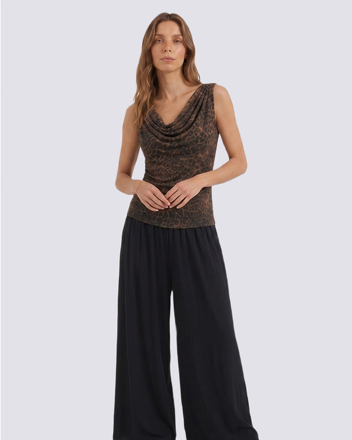 DELILAH Leopard Print Mesh Top
