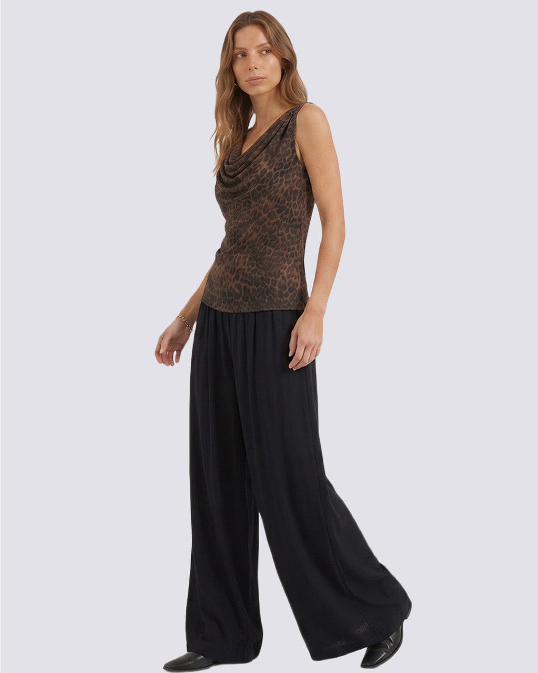 DELILAH Leopard Print Mesh Top