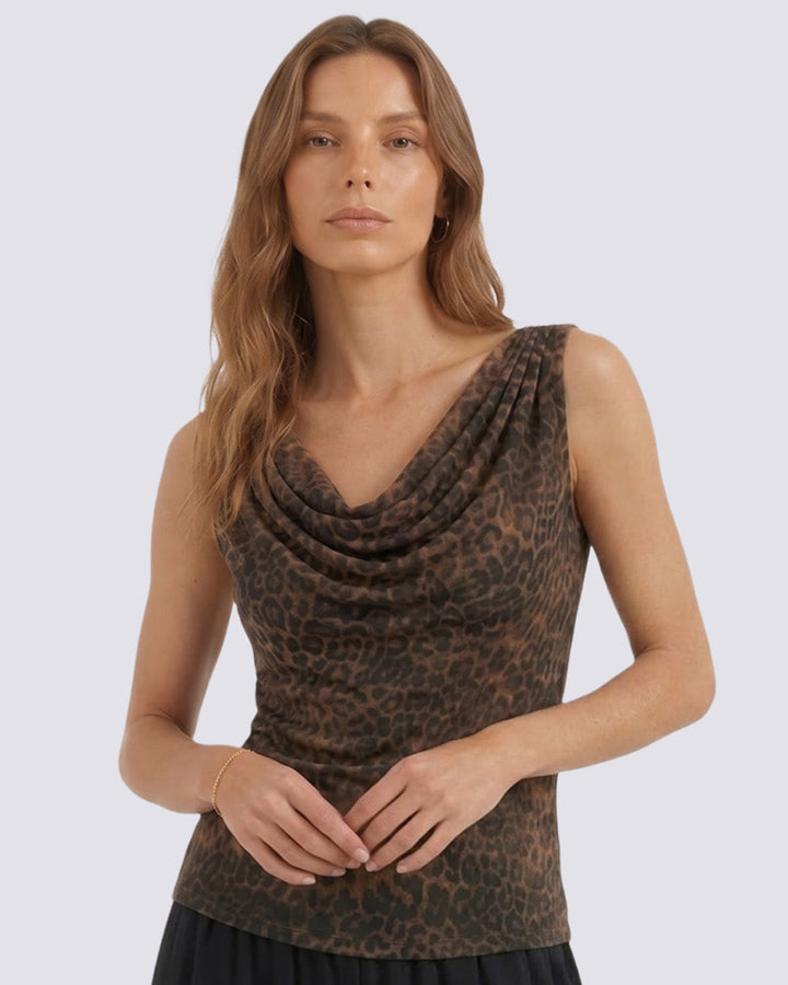 DELILAH Leopard Print Mesh Top
