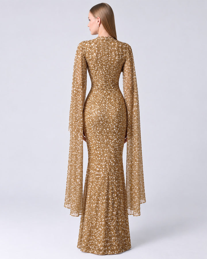 FAWN HAZELNUT PRINT BODYCON DRESS