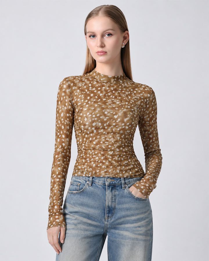 ELSIE HAZELNUT MESH TOP