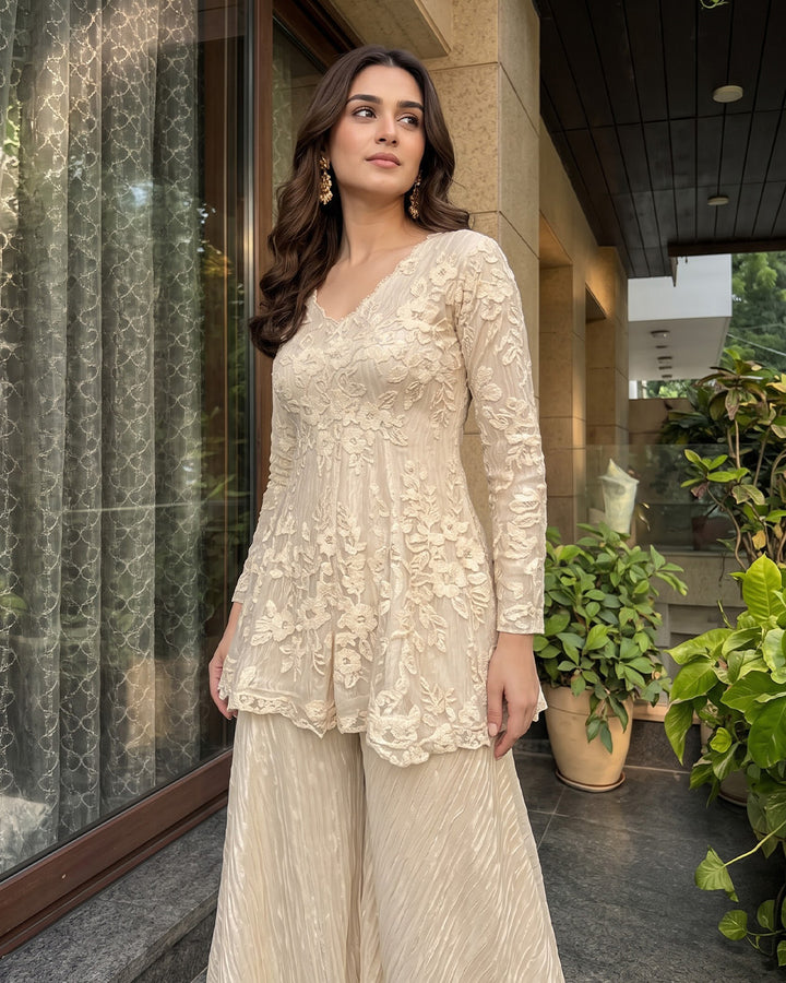Suri, Sharara Indo western set (Champagne)