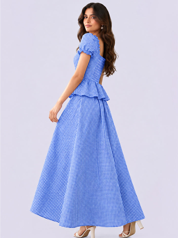LUNABELLE Gingham Co-ord Set – Blue
