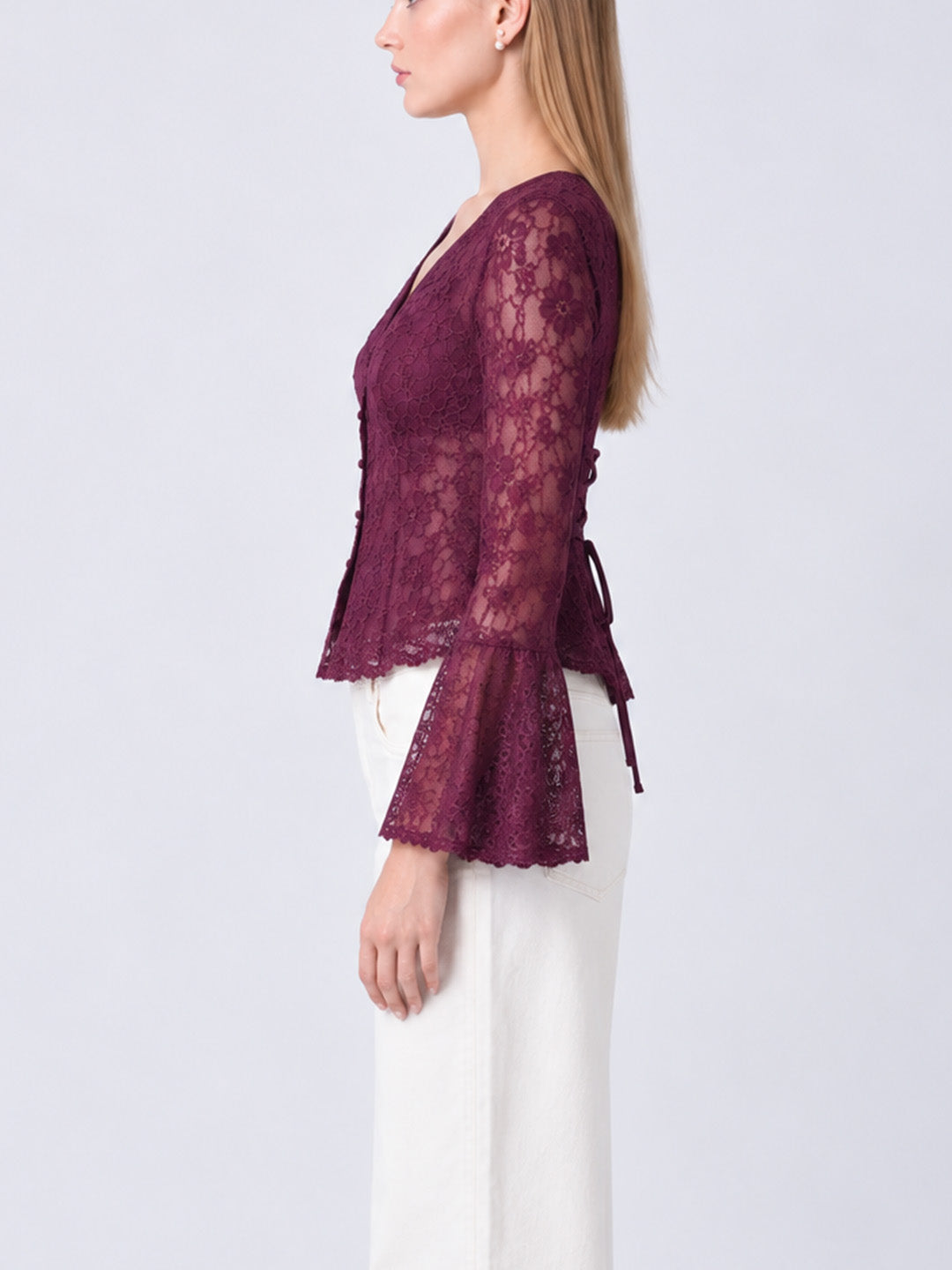 AYELET Lace Flared Sleeve Top