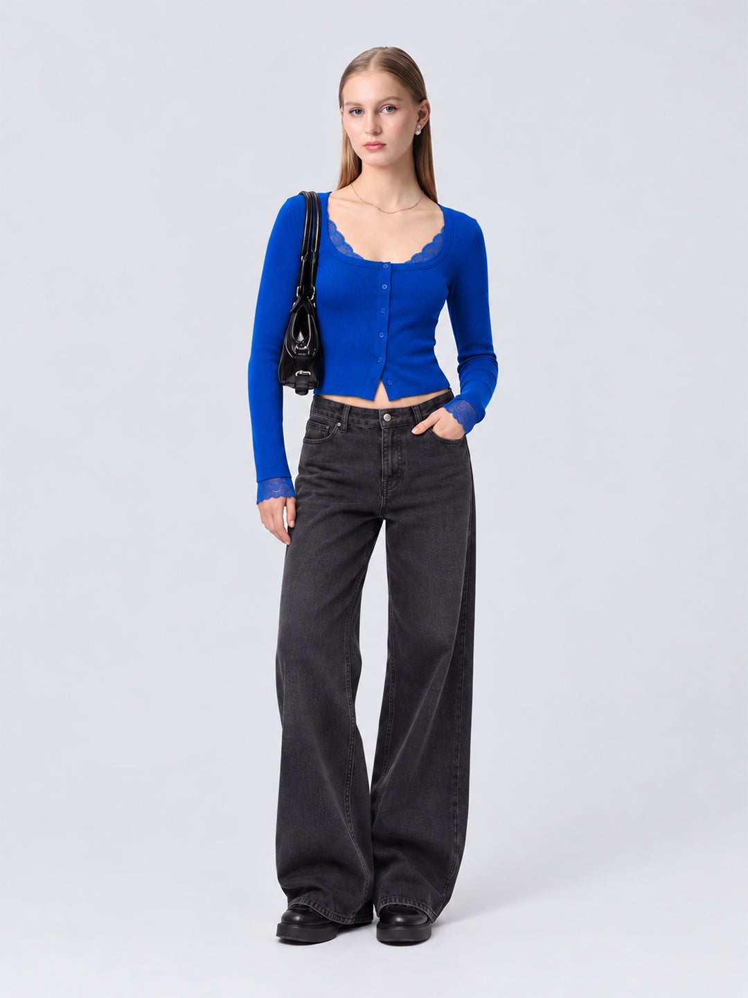 FLOE LACE TRIM TOP (BLUE)