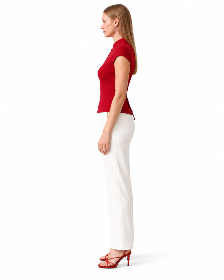 KATHERINE Red Keyhole Top