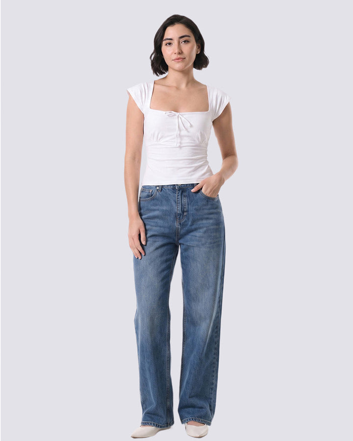 ALOHA White Fitted Poplin Top