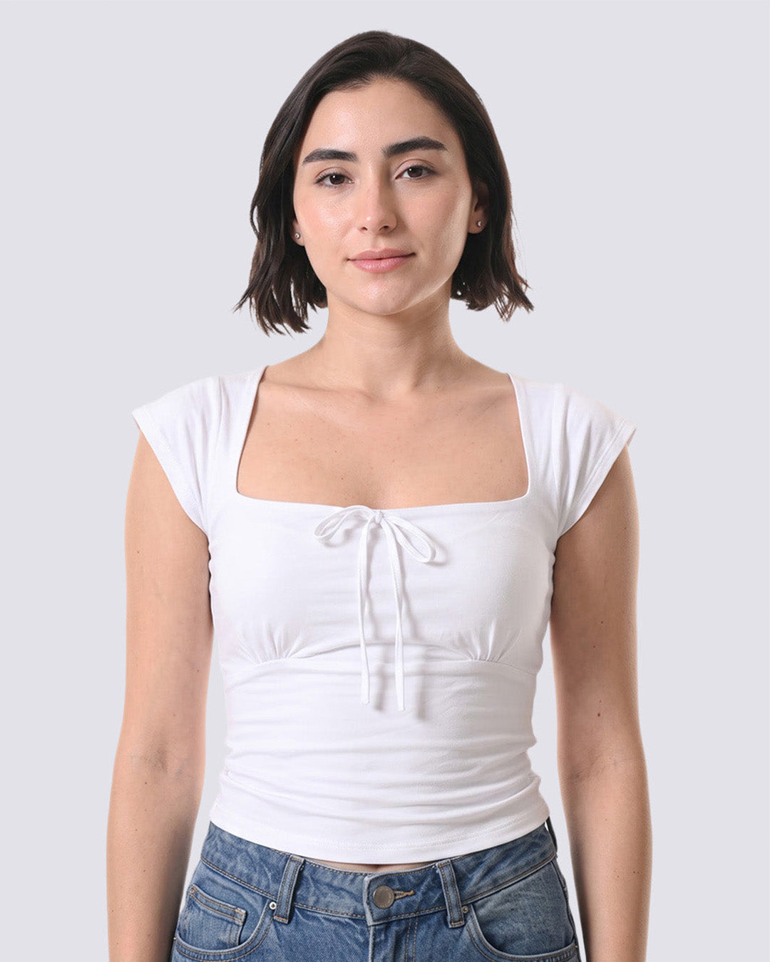 ALOHA White Fitted Poplin Top