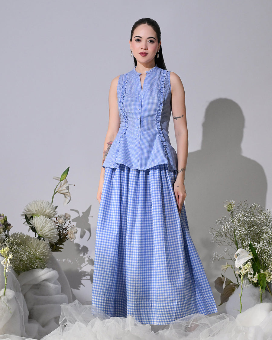 CHERIE GINGHAM CO-ORD SET (Blue)