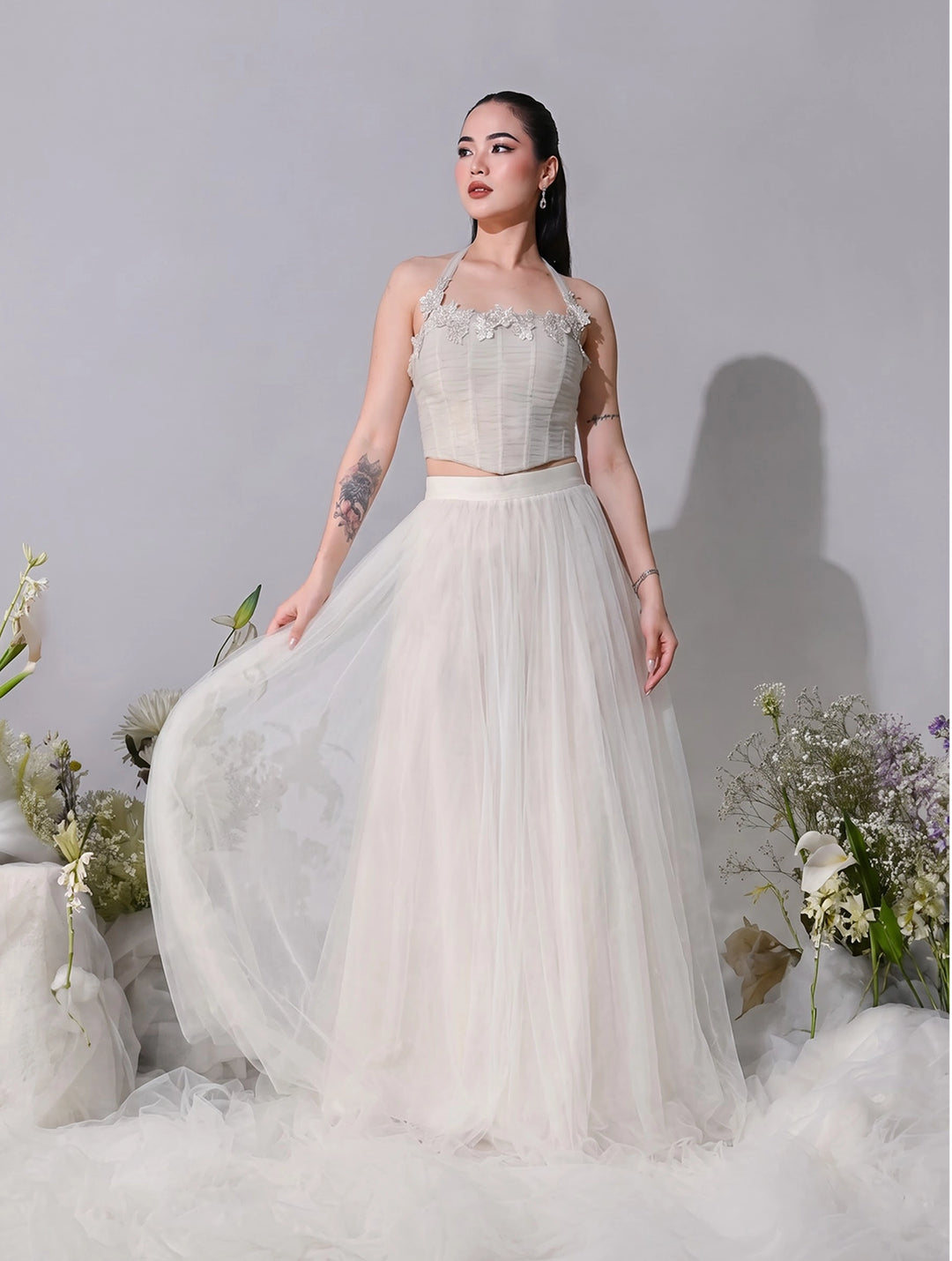 Selene Ivory Mesh Lehenga Set