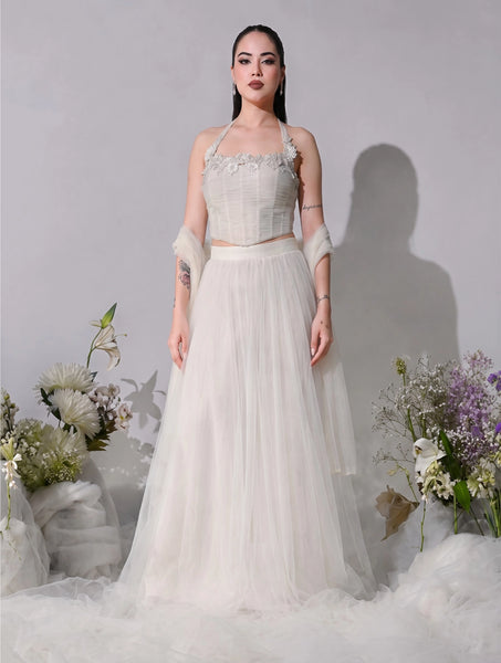 Selene Ivory Mesh Lehenga Set