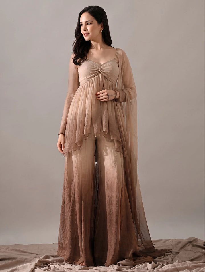Zoya Brown Ombre Georgette Set