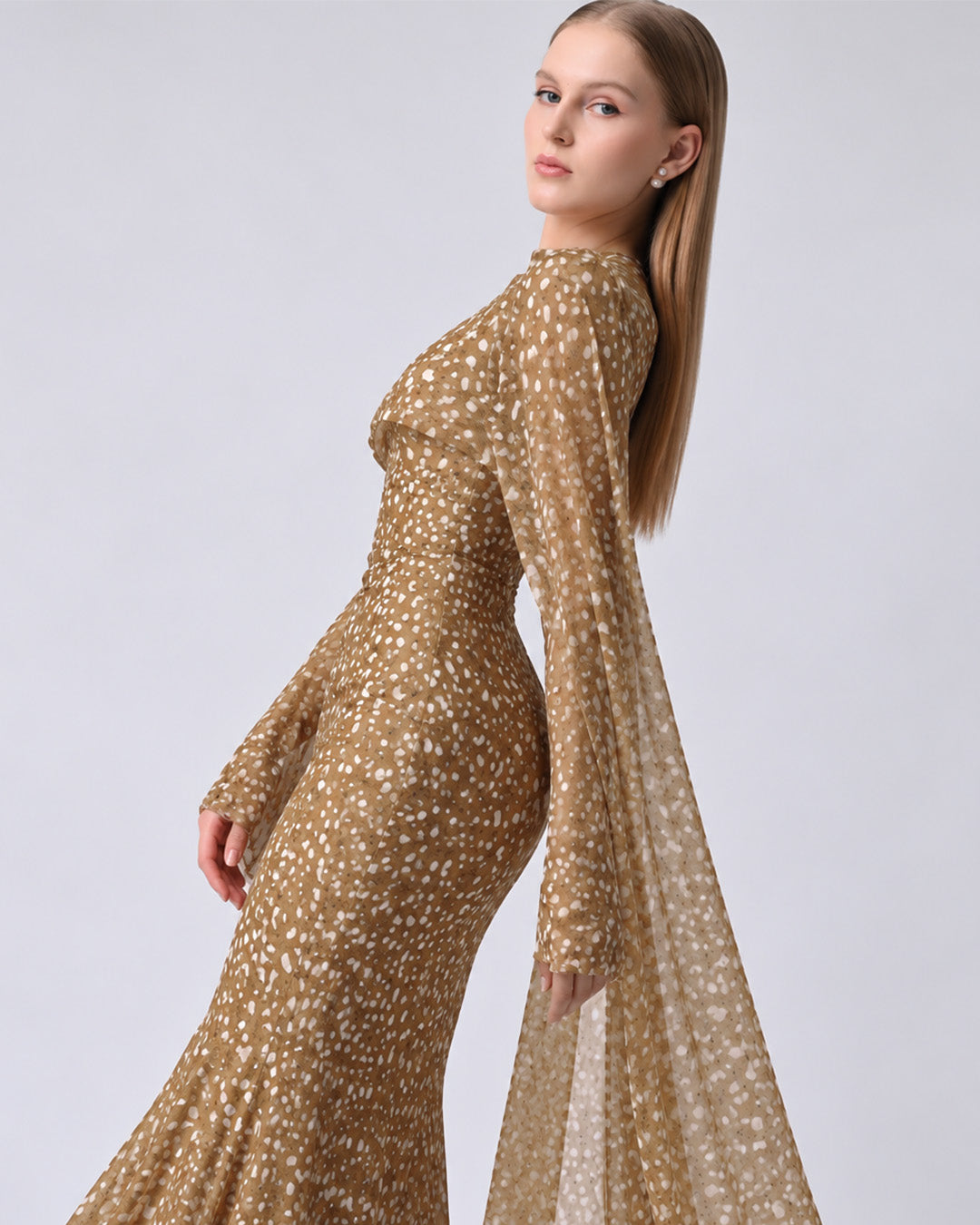 FAWN HAZELNUT PRINT BODYCON DRESS