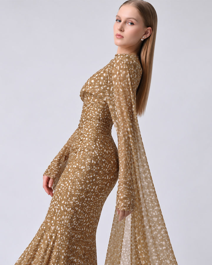 FAWN HAZELNUT PRINT BODYCON DRESS