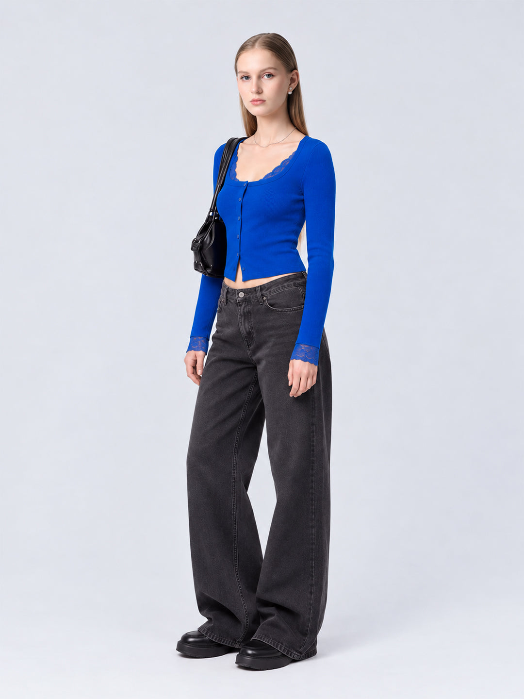 FLOE LACE TRIM TOP (BLUE)