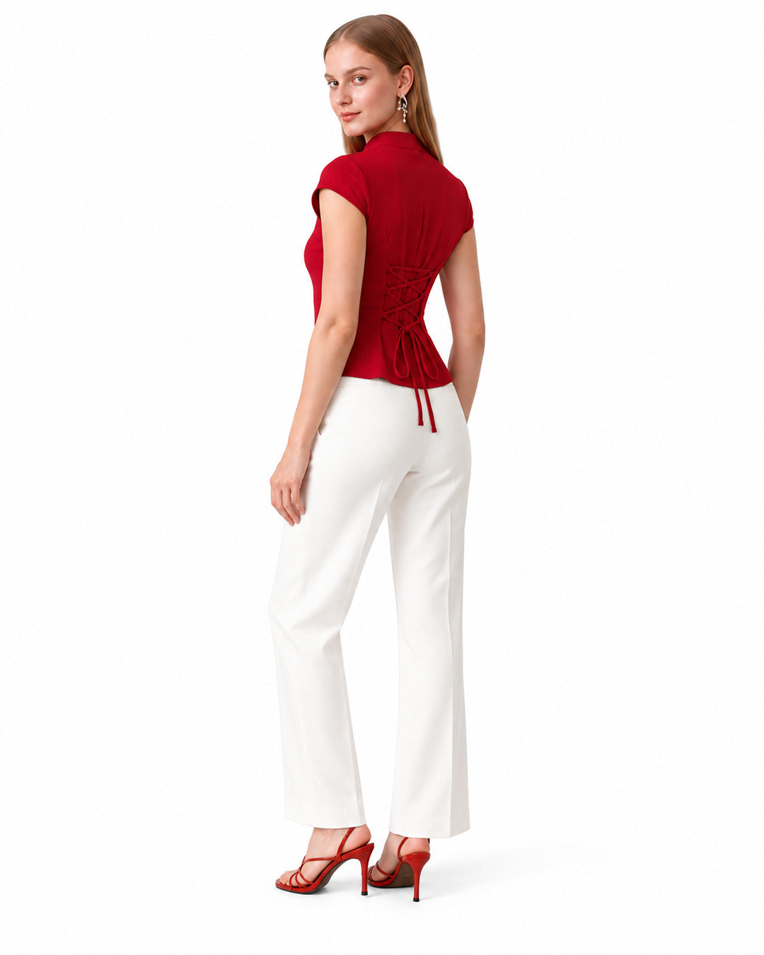 KATHERINE Red Keyhole Top