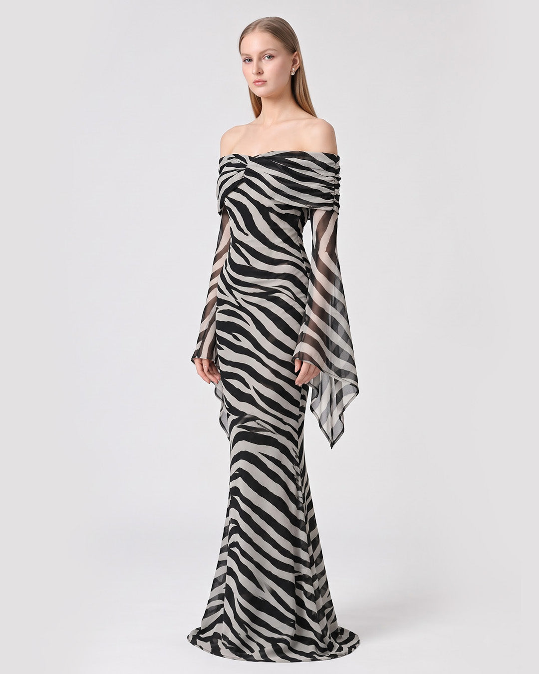 KYLIE ZEBRA PRINT MESH BODYCON DRESS