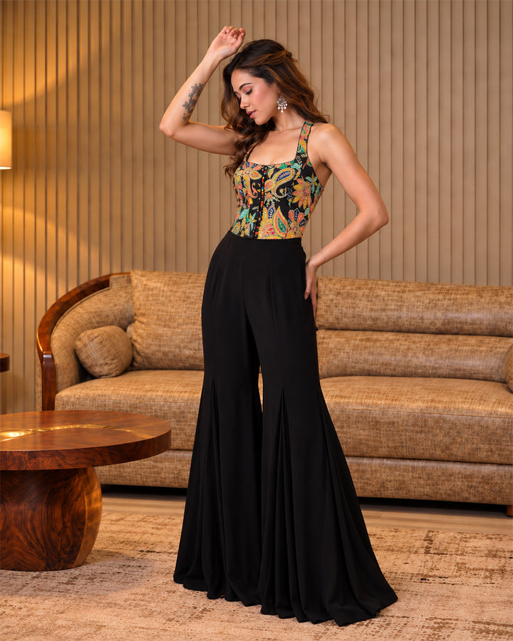 Kesha Indo-Western Crepe Sharara Set (Black)