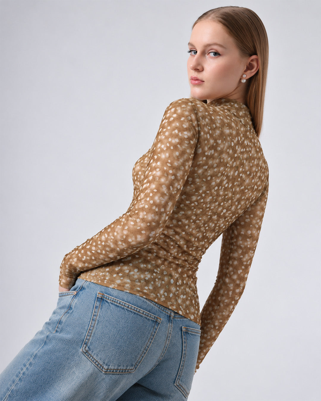 ELSIE HAZELNUT MESH TOP