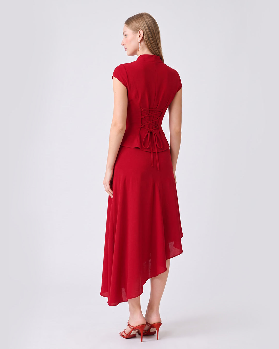 KATHERINE Red Asymmetrical Co-ord Set