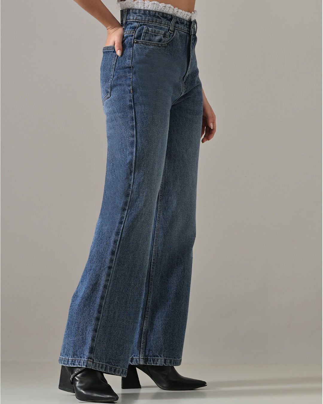 THORNE LACE WAISTBAND DENIM PANTS